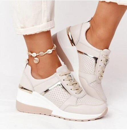 deanwangkt Women Sneakers  Leopard Print Lace-Up Women's Vulcanize Shoes Platform Sports Ladies Sneakers Breathable Plus Women Shoes - Deanwangkt