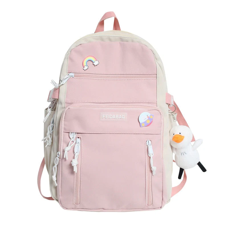 deanwangkt NEW High Capacity Fashion Big Student Backpack Badge Rucksack Girls School Bag Women Backpack Female Cute Leisure Travel Mochila - Deanwangkt