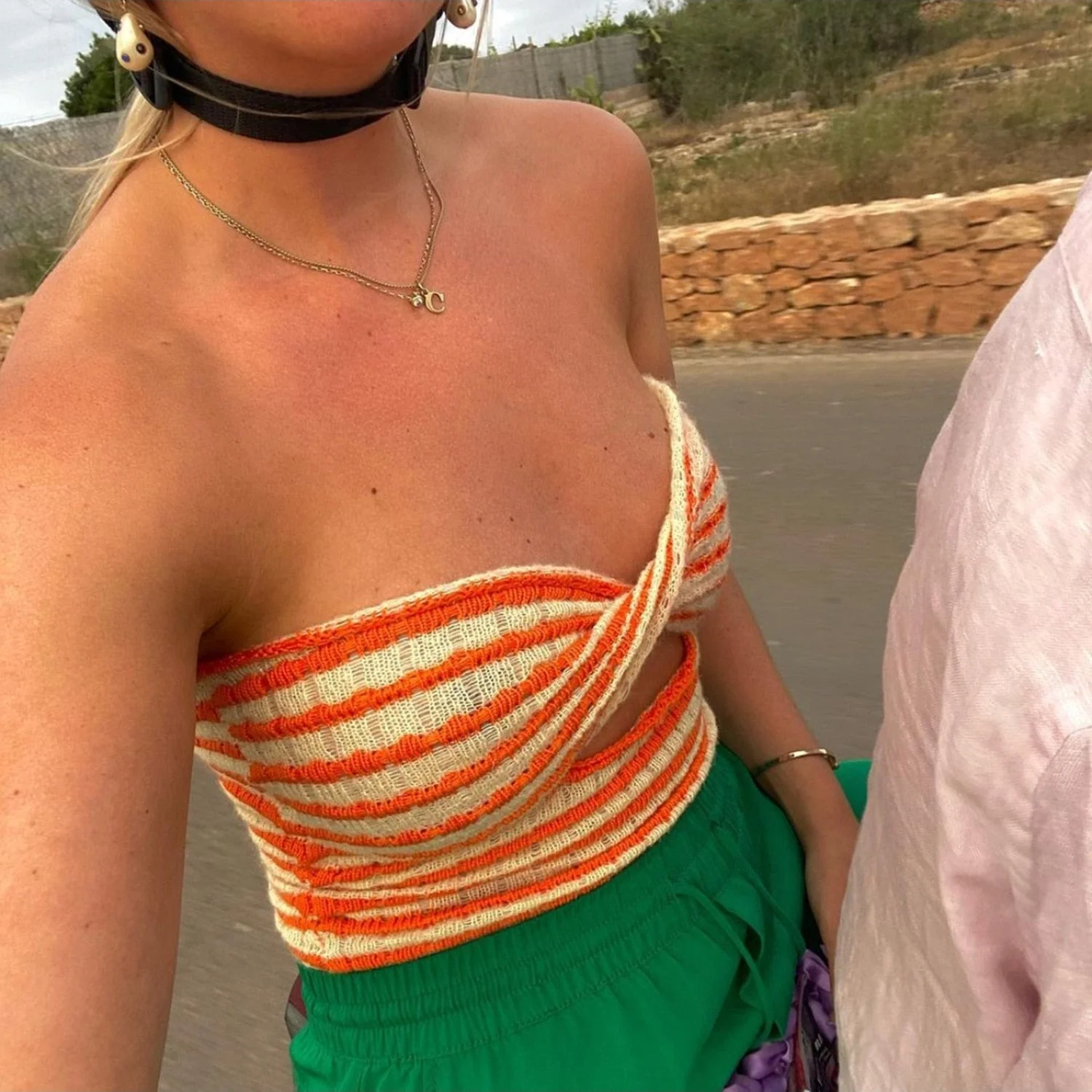 deanwangkt Knitted Sweaters Cut Out Sexy Strapless Crop Tops for Women Fashion Backless Cropped Tanks Top Holiday Streetwear - Deanwangkt