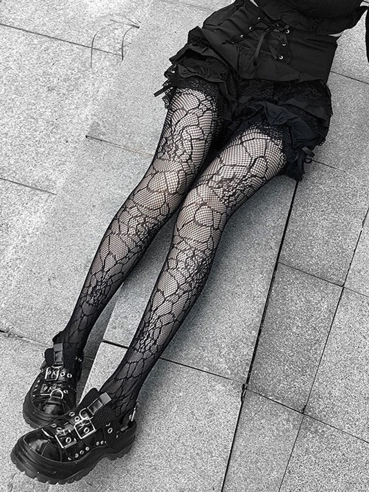 deanwangkt  Lolita Dark Gothic Tights Women Y2k Preppy Style Mall Goth Punk Spider High Waist Jk Socking Emo Alt Fishnet Stockings - Deanwangkt