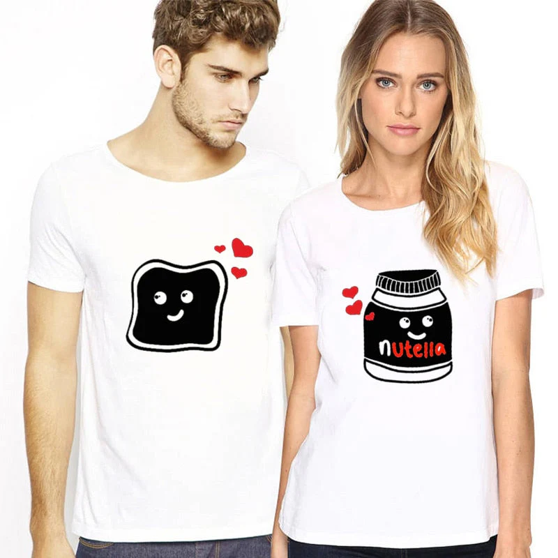 Wenkouban Funny New Couple Clothes Summer Tees Women T-Shirt Cotton Print Nutella T Shirt Women Tops Couple Harajuku T Shirts - Deanwangkt