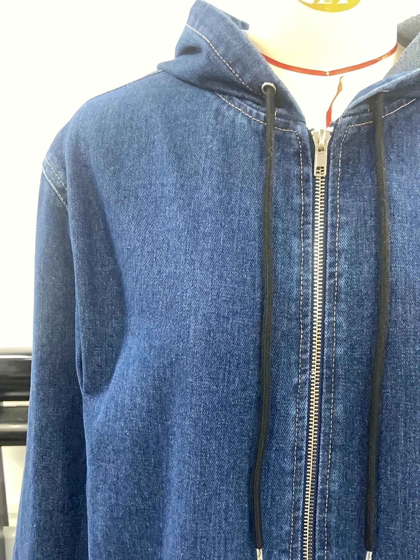 deanwangkt  Zip Front Hooded Denim Jackets, Long Sleeves Elastic Sleeves Drop Shoulder Denim Coats, Women's Denim Clothing - Deanwangkt