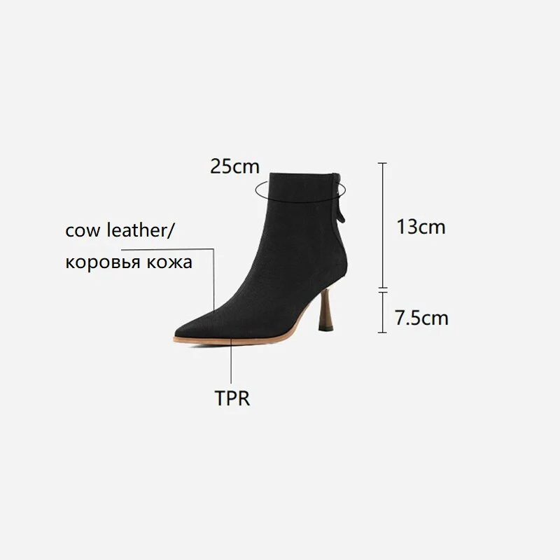 deanwangkt Autumn Boots    NEW Fall Shoes Women Pointed Toe High Heel Shoes Genuine Leather Shoes Thin Heel Ankle Boots for Women Zipper Modern Boots - Deanwangkt
