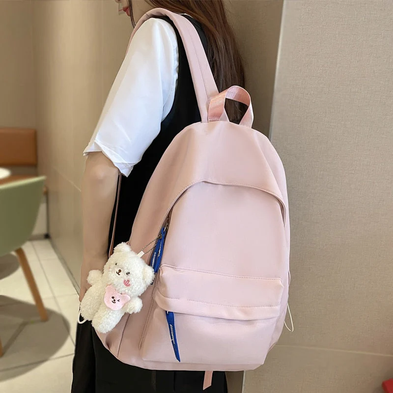 deanwangkt  Women Mochila Fashion Cute Girls Bookbag for Schoolbag Summer Teens Student Backpack Laptop Rucksack Solid Travel Bag - Deanwangkt