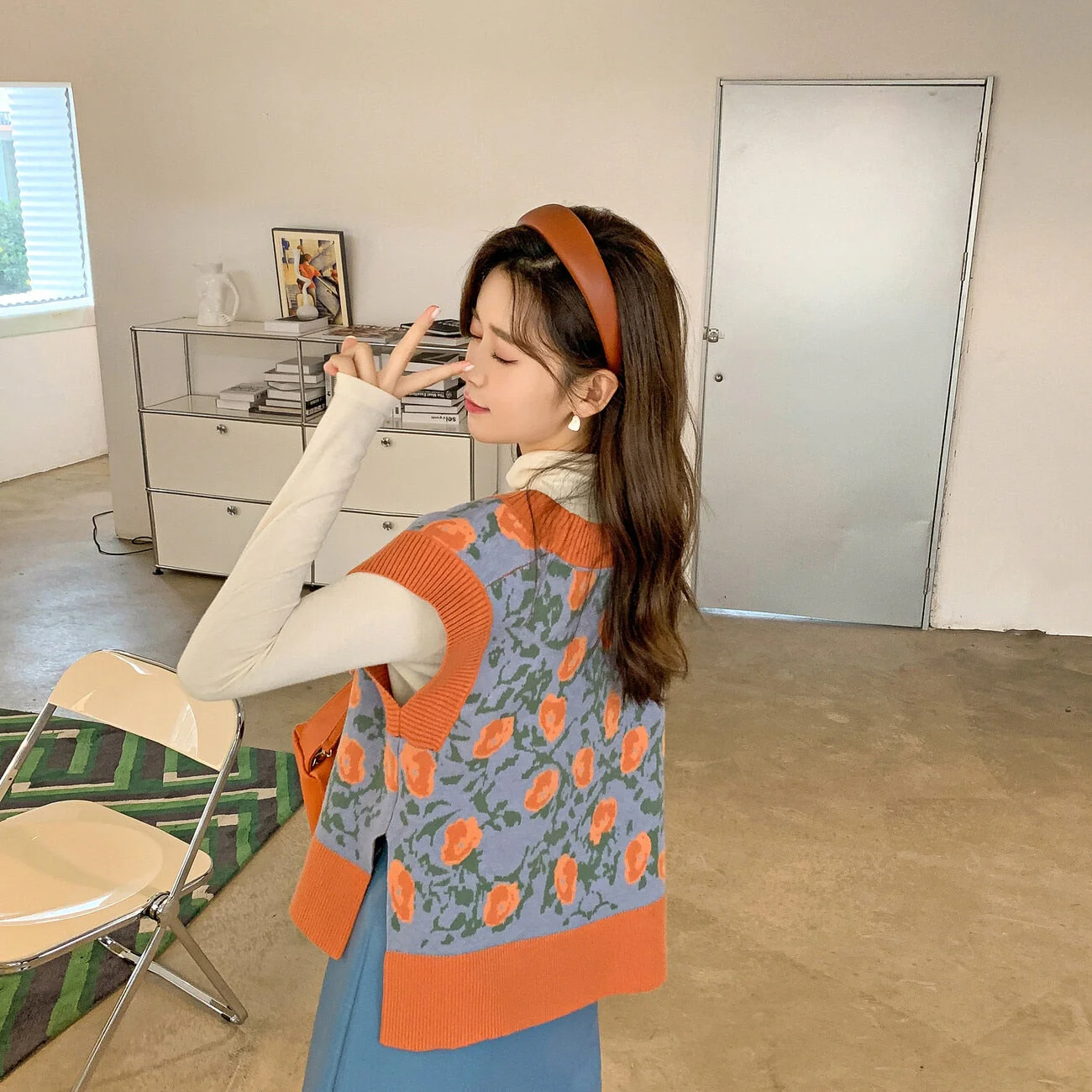 deanwangkt Vintage Argyle V-Neck Knitted Sweater Vest Women Loose Sleeveless Sweater Pullover Autumn Korean Casual Oversized Knit Waistcoat - Deanwangkt