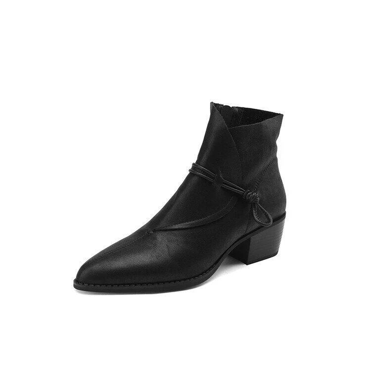 deanwangkt Autumn Boots    NEW Autumn Women Shoes Pointed Toe High Heel Boots Women Genuine Leather Shoes for Women Winter Ankle Boots Elegent Modern Boots - Deanwangkt