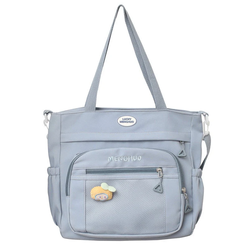 BACK TO SCHOOL   Fashion Women Bag for College Cute Casual Waterproof Girls Bookbag Make Up Bag Kawaii Sweet Shoulder Schoolbag Black - Deanwangkt