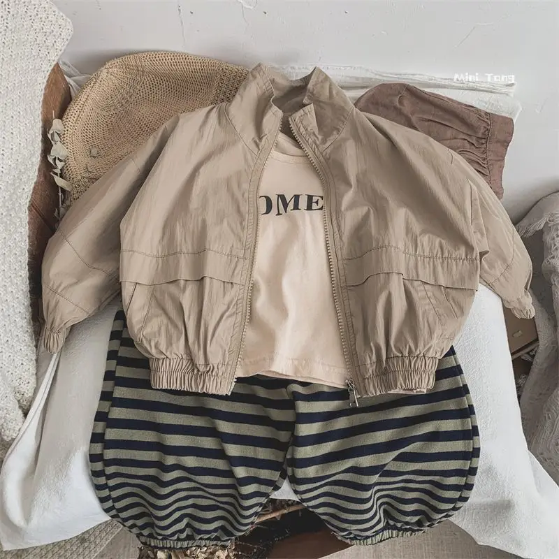 deanwangkt Jackets Outerwear Full Sleeve Zipper Cotton Simple Clean Casual New Korean Solid Soft Comfortable Designable Children Unisex - Deanwangkt