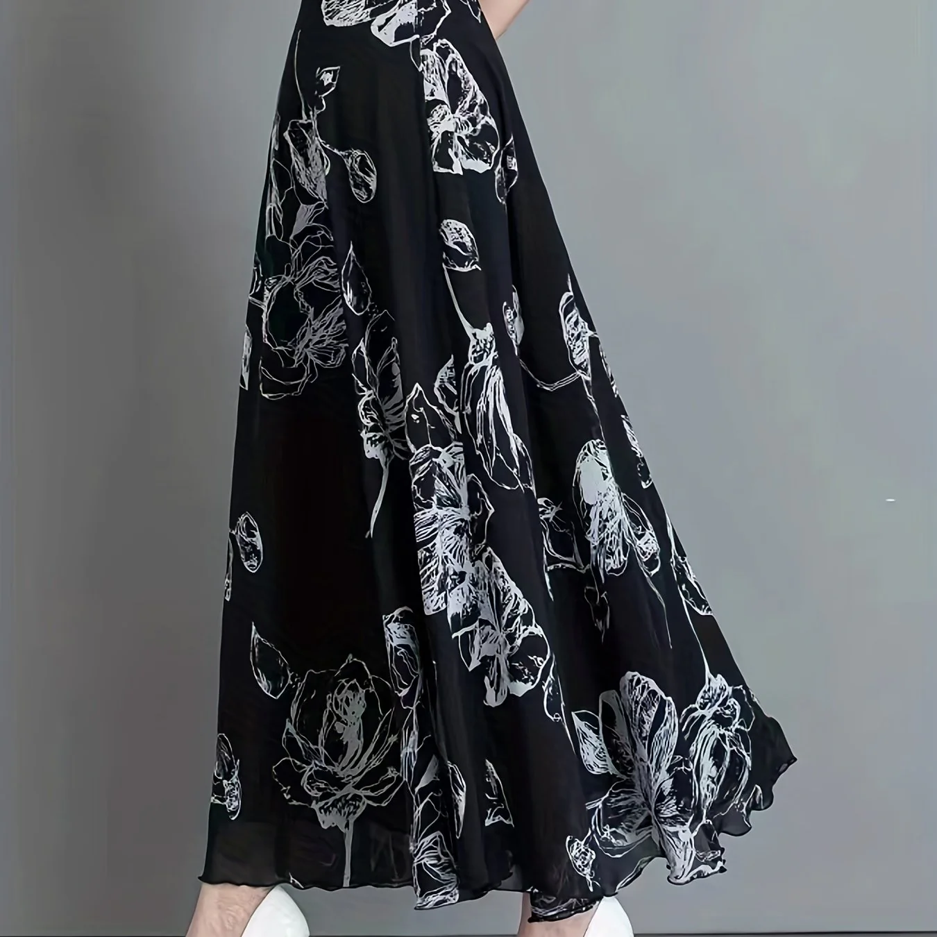 Floral Print High Waist Skirt, Elegant Swing Skirt For Spring & Fall, Women's Clothing - Deanwangkt