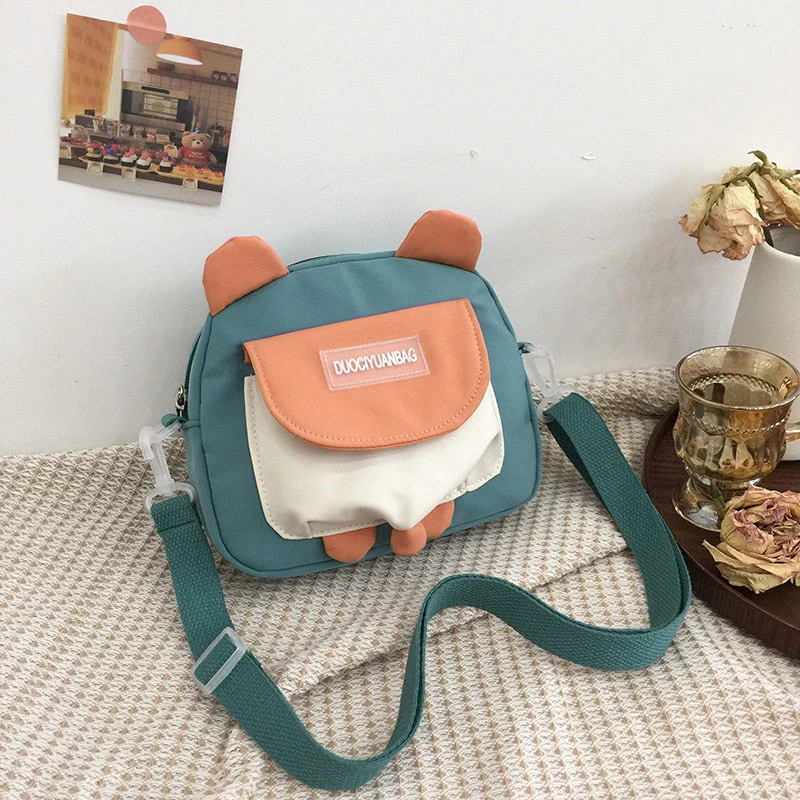 deanwangkt Japanese Style Lovely Small Bag Women Cartoon Bear Ears Nylon Bag Student Girl Crossbody Bags For Women Bolsa Mujer Shoulder Bag - Deanwangkt