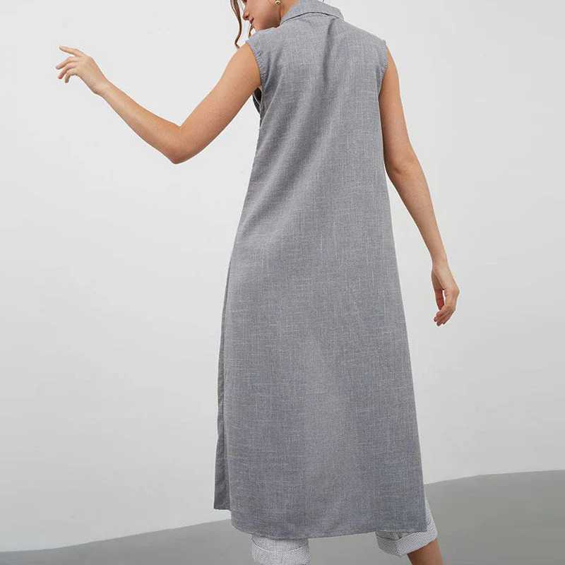 deanwangkt Celmia Women Asymmetrical Blouses  Summer Sleeveless Breathable Thin Tops Casual Chic Split Long Shirts Blusas Femmininas - Deanwangkt