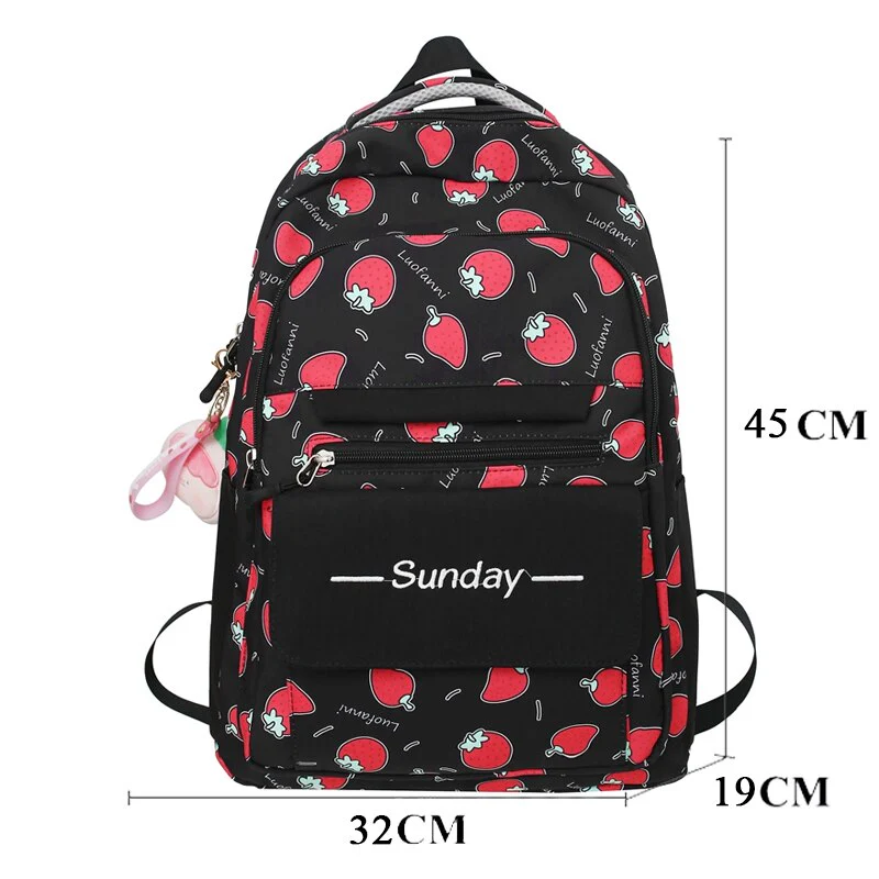 Back to school  Cute Teenager Bookbag Fashion Waterproof Women Mochila Laptop Rucksack for Girls Kawaii Fruit Print Schoolbag Backpack - Deanwangkt
