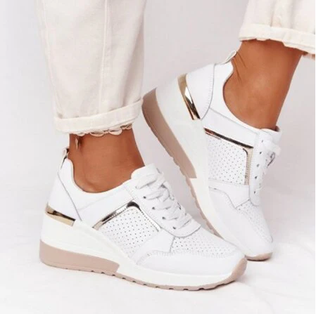 deanwangkt Women Sneakers  Leopard Print Lace-Up Women's Vulcanize Shoes Platform Sports Ladies Sneakers Breathable Plus Women Shoes - Deanwangkt