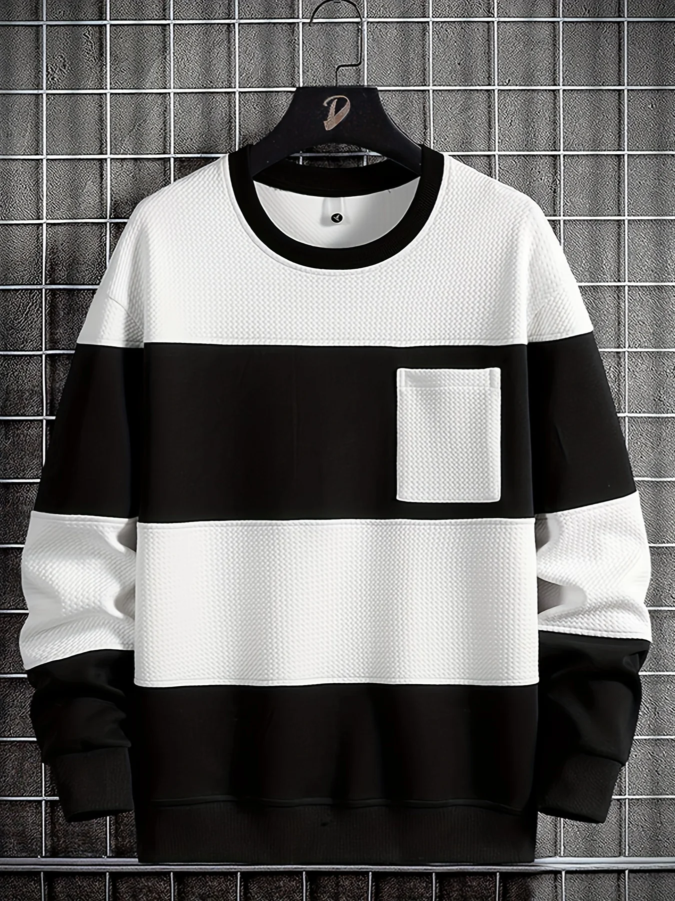 deanwangkt-1 Trendy Hooded Sweatshirt, Men's Casual Slightly Stretch Crew Neck Pullover Sweatshirt For Autumn Winter Streetwear - Deanwangkt