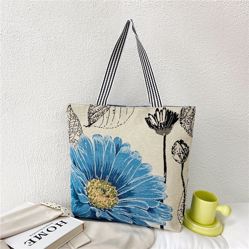 deanwangkt  Fashion Folding Women Big Size Handbag Tote Ladies Casual Flower Printing Canvas Graffiti Shoulder Bag Beach Bolsa Feminina - Deanwangkt