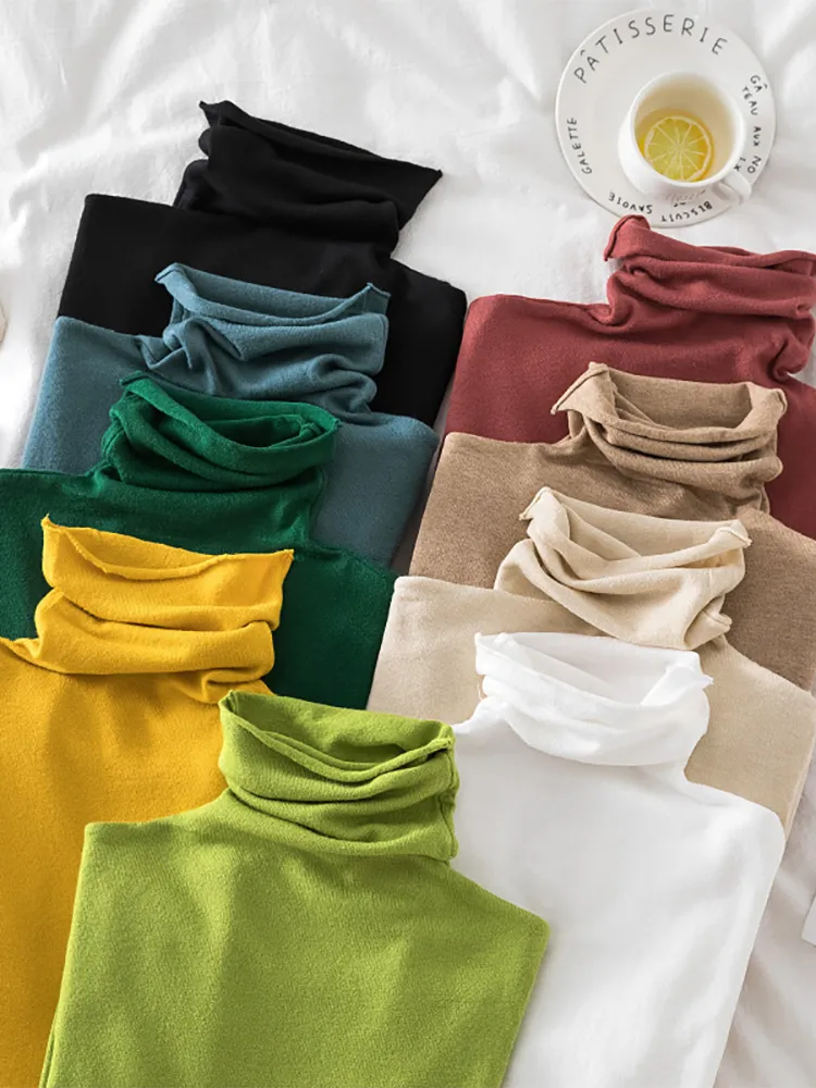 deanwangkt Turtleneck Women Sweaters Autumn Winter Sweater Knitted Pullover Long Sleeve Woman Sweaters Tops Soft Jumper Pull Femme - Deanwangkt