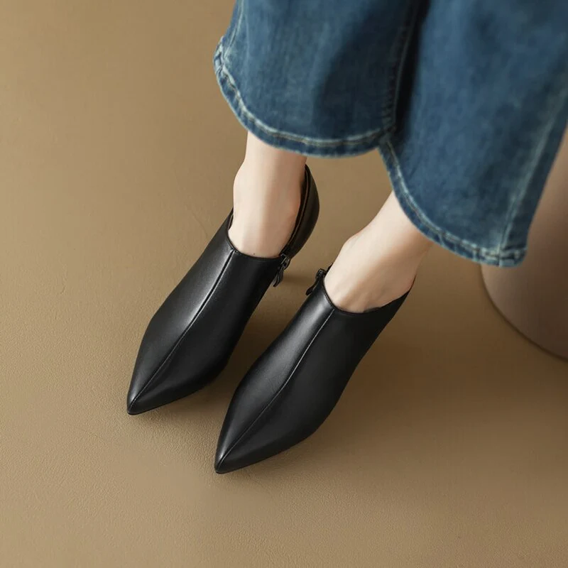 deanwangkt  Autumn Shoes   Spring/Autumn Women Shoes Pointed Toe Thin Heel Ankle Boots Solid High Heels Sheep Suede Shoes for Women Heel Shoes - Deanwangkt