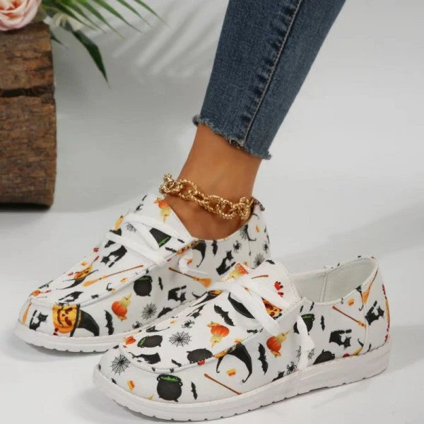 deanwangkt - White Casual Patchwork Printing Round Comfortable Out Door Shoes - Deanwangkt