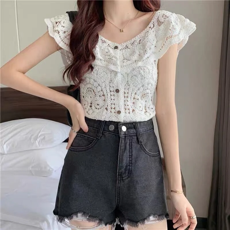 deanwangkt Tank Tops Hollow Out Students Designer Fashion Kawaii Elegant Solid Daily Knitting Korean Style Comfortable Leisure Special New - Deanwangkt