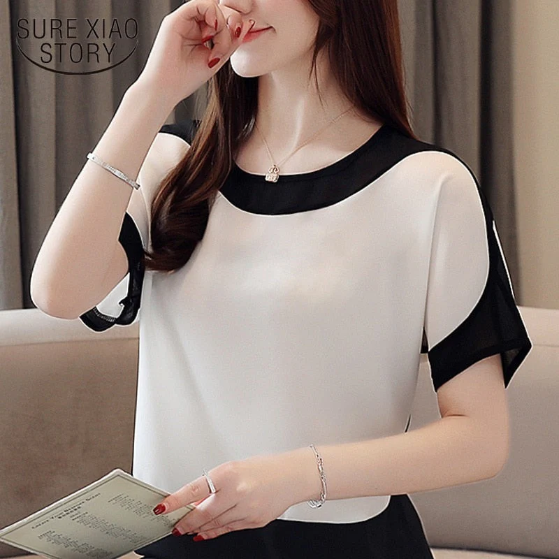 Graduation Gifts  fashion women blouses  women blouse shirt short Sleeve plus size chiffon blouse women shirts womens tops and blouses 3397 50 - Deanwangkt