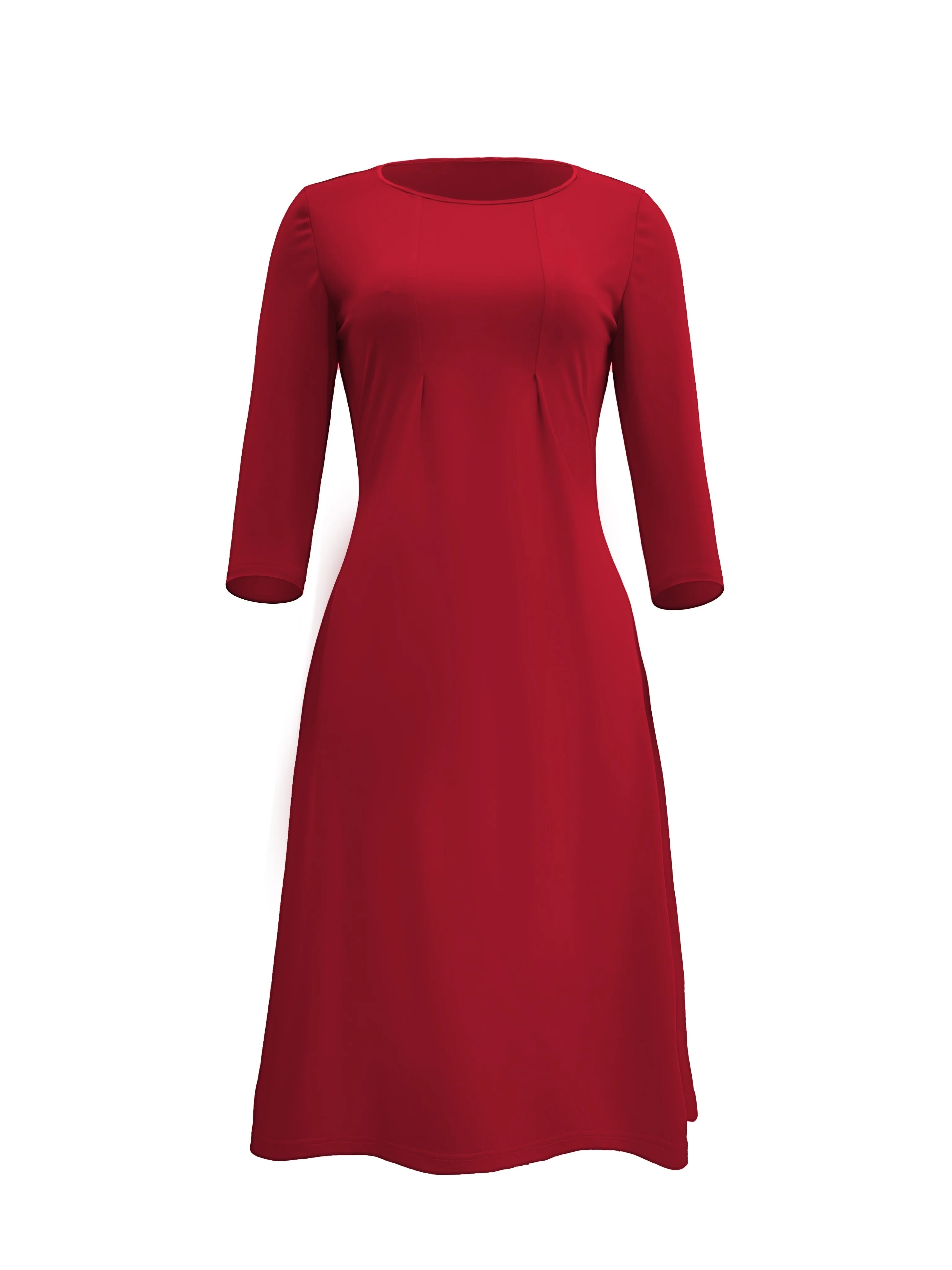 Solid 3/4 Sleeve Dress, Elegant Crew Neck Simple Versatile Dress, Women's Clothing - Deanwangkt