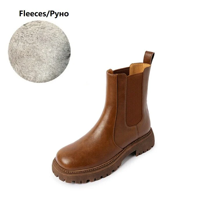 deanwangkt  fashion inspo   NEW Fall/Winter Shoes Women Split Leather Ankle Boots Round Toe Chunky Shoes for Women Solid Chelsea Boots Leisure Black Boots - Deanwangkt