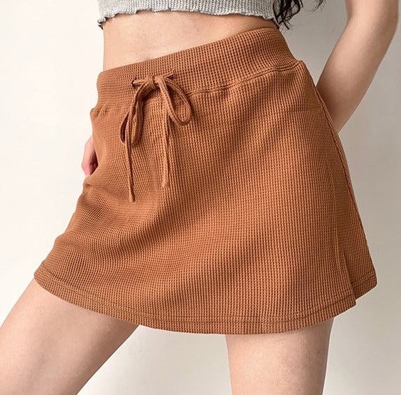 deanwangkt - Waffle Drawstring Skirt - Deanwangkt