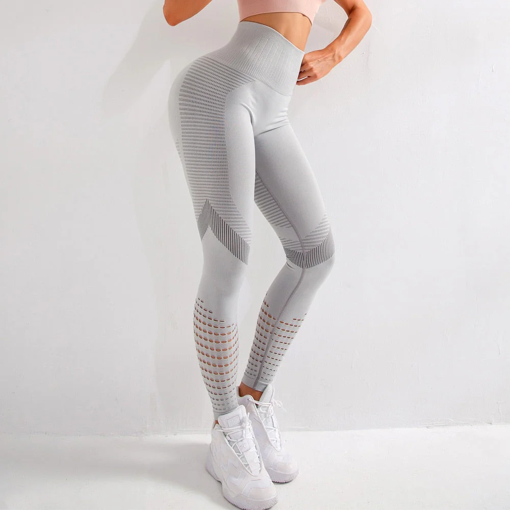 DEANWANGKT Summer GYM Mesh Breathable High Waist Tight Leggings Yoga Pants Women's Peach Hip Fitness Pants Hip Lift Running Sports Pants - Deanwangkt