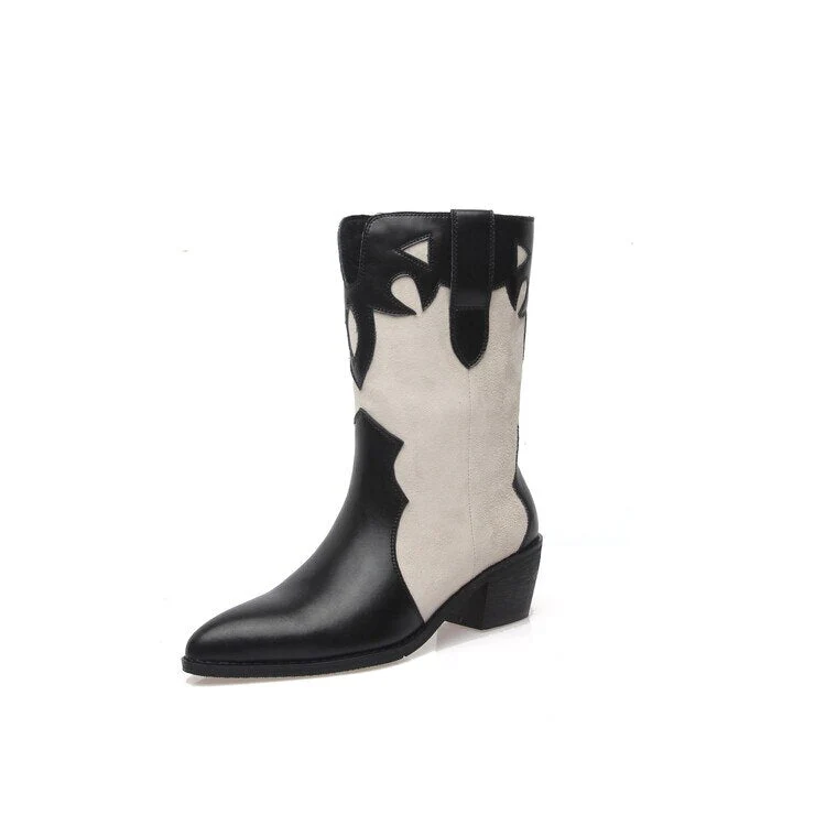 deanwangkt  Autumn Shoes   NEW Autumn Fashion Women Boots Pointed Toe Chunky Heel Shoes Women Genuine Leather Boots Women Black Western Boots Cowboy Boots - Deanwangkt
