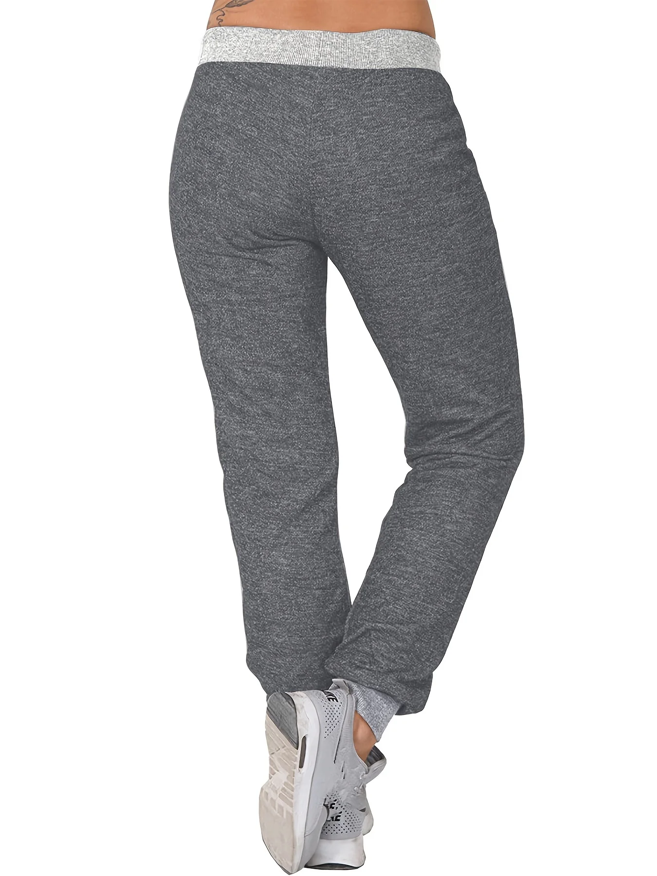 deanwangkt-1  Solid Tie Waist Pants, Casual Long Length Jogger Pants With Pockets For All Season, Women's Clothing - Deanwangkt