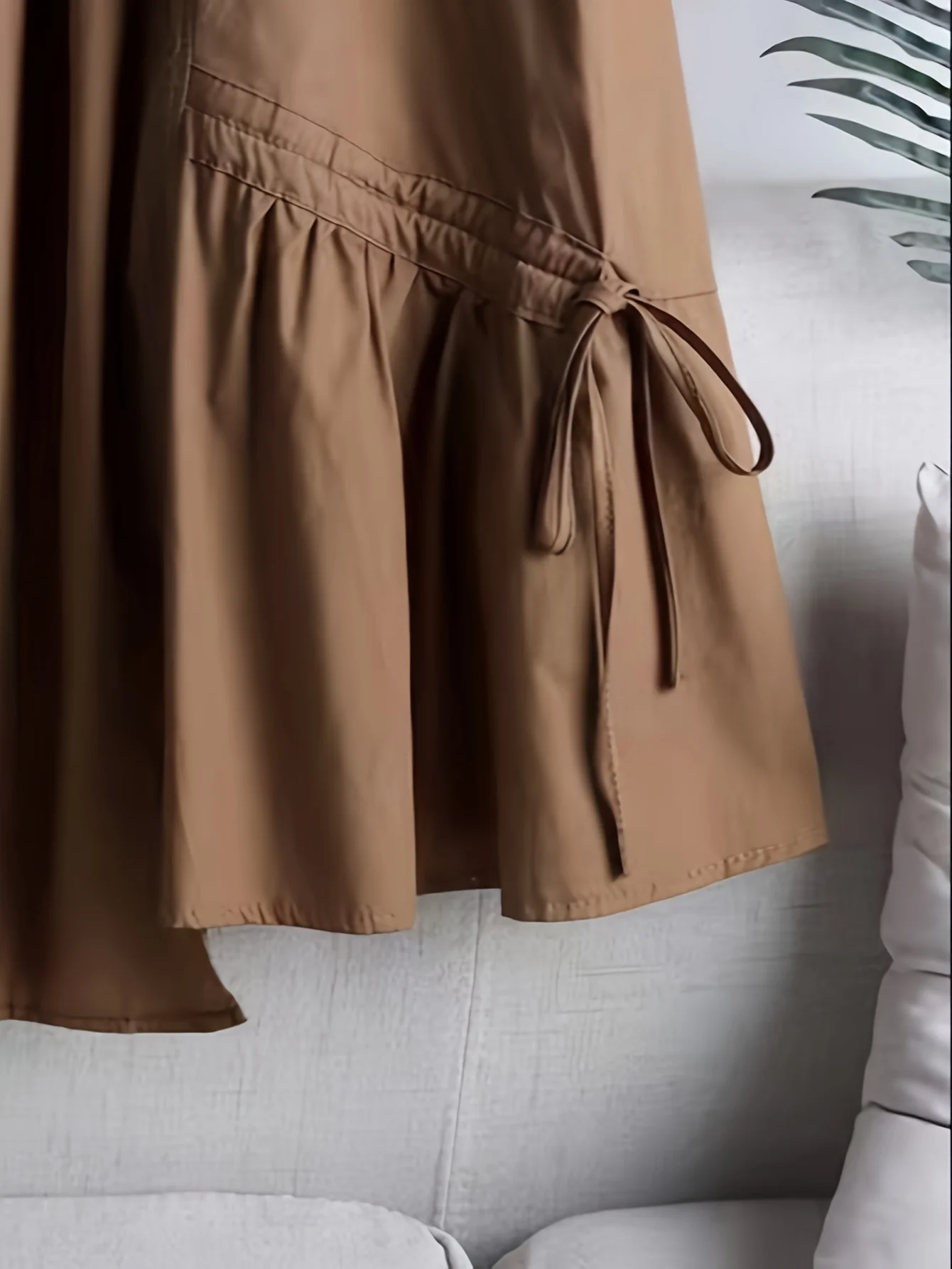 deanwangkt-1 Solid High Waist Skirt, Casual Drawstring A-line Skirt, Women's Clothing - Deanwangkt