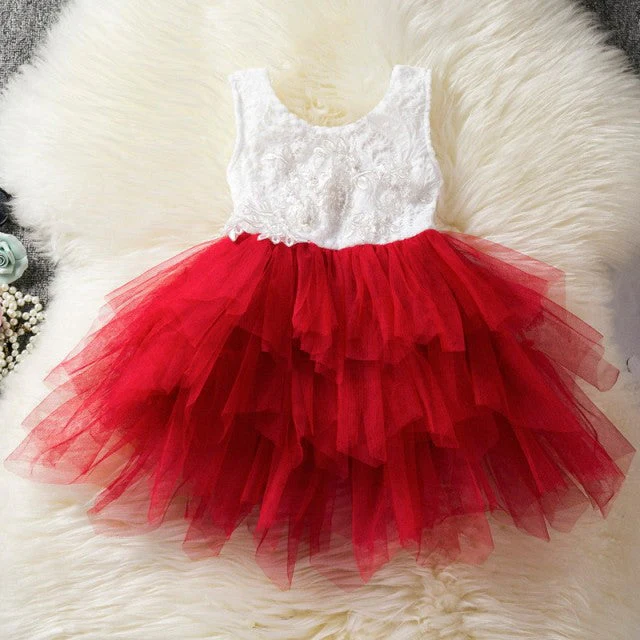 Flower Newborn Baby Dress New Summer Cute Baby Girls Clothes Tulle Lace Infant XMAS Party Clothing 1 Year Birthday Dress - Deanwangkt