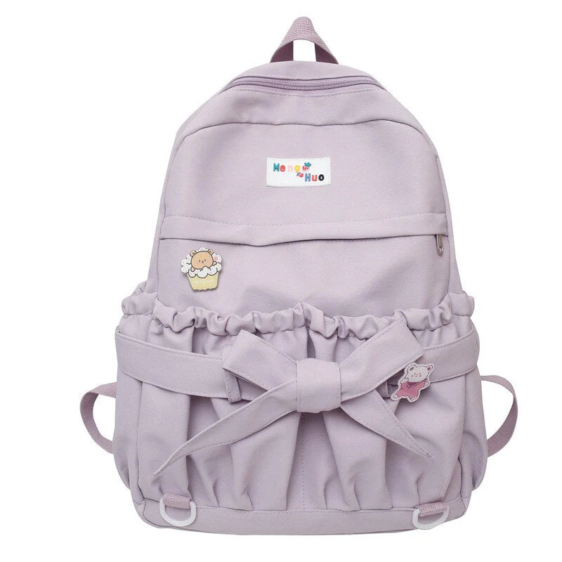 Back To School Korean Style Women Sweet Backpack Large Capacity Open Pockets Kawaii Female Bow School Bags for Teenager Girls Travel Backpacks - Deanwangkt