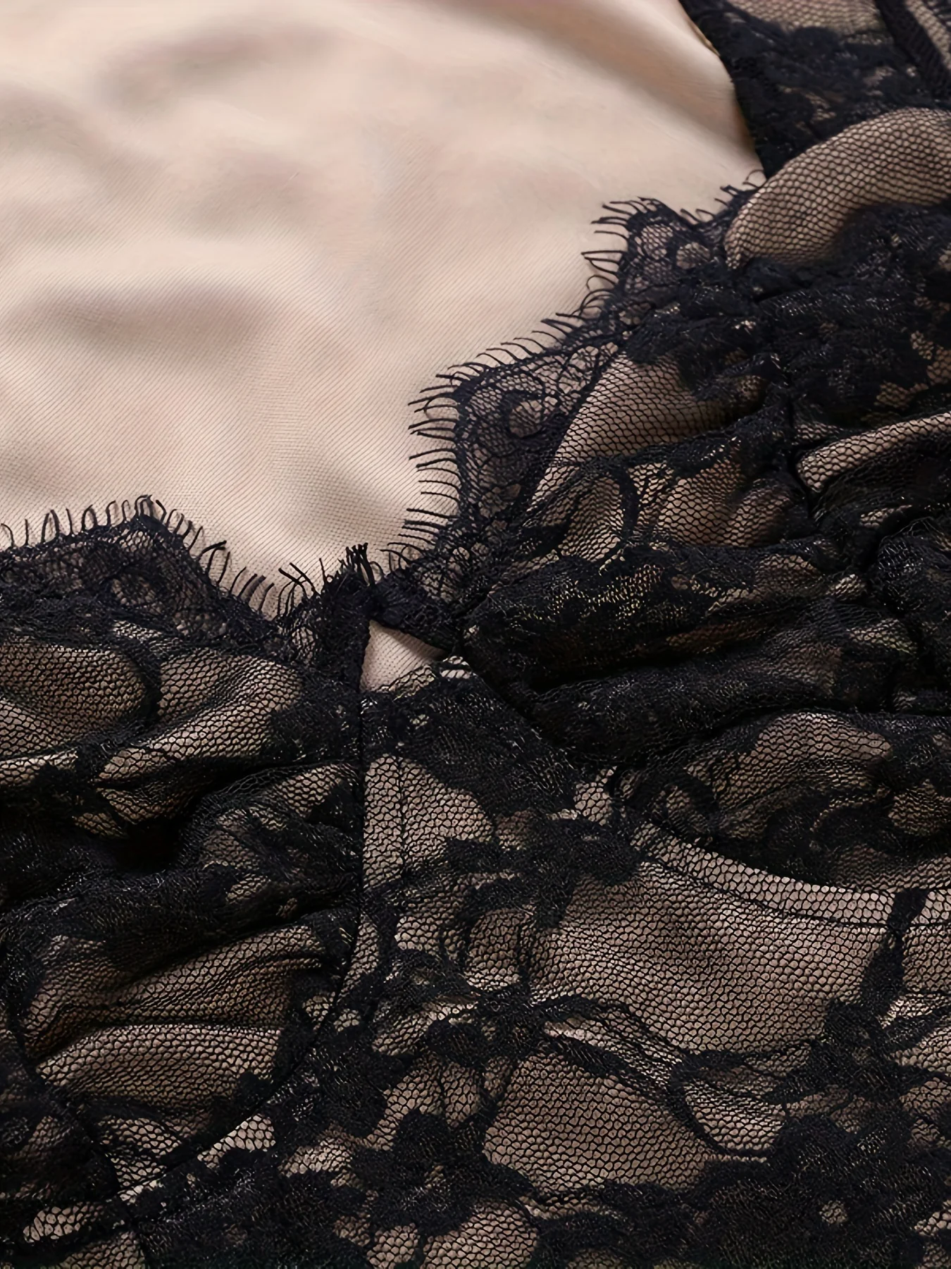 deanwangkt  Solid Floral Pattern Lace Top, Versatile Long Sleeve Slim Top For Spring & Fall, Women's Clothing - Deanwangkt