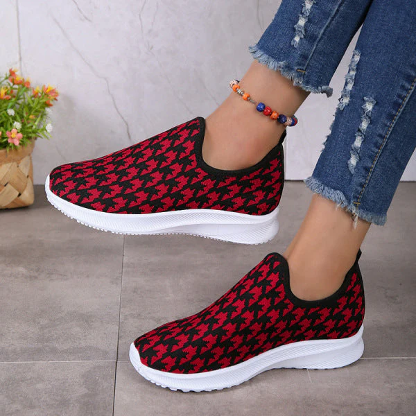 deanwangkt - Red Casual Patchwork Round Comfortable Shoes - Deanwangkt