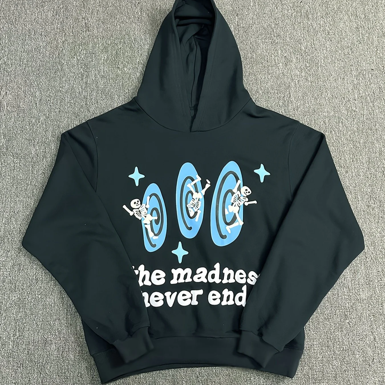 deanwangkt-1 Skull & Letter Print Loose Hoodie, Casual Long Sleeve Sweatshirt, Women's Clothing - Deanwangkt