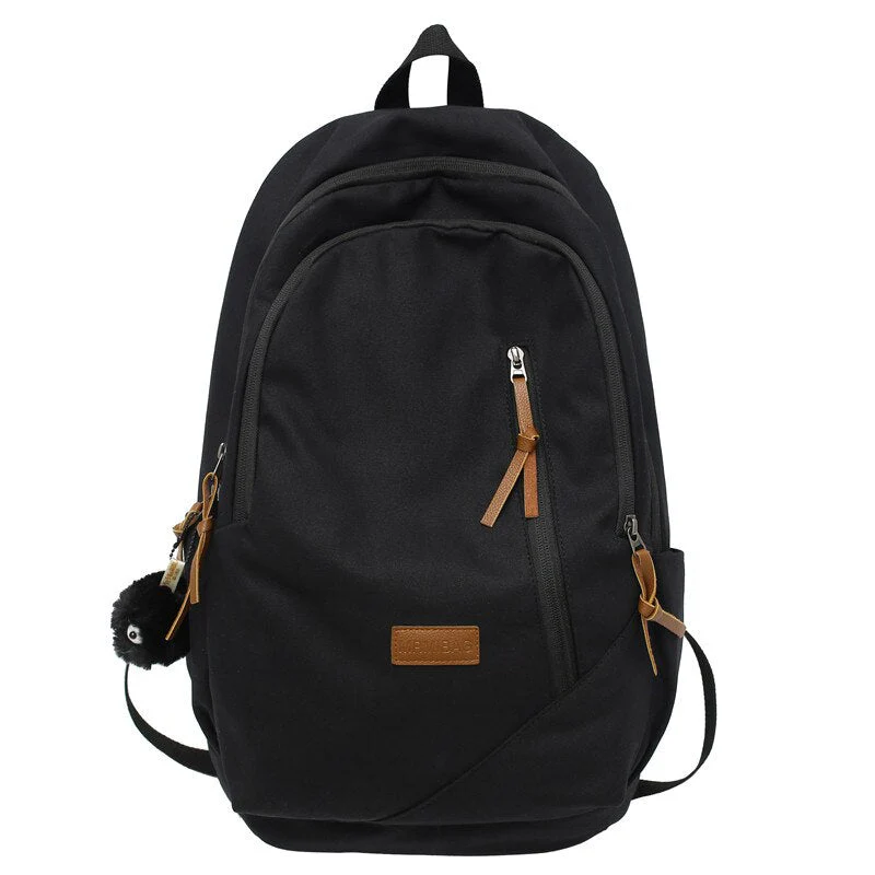 Canvas Women Backpack Female Travel Bag Backpacks Schoolbag For Teenage Girl Solid Color Multi Pocket Backpack Schoolbag - Deanwangkt