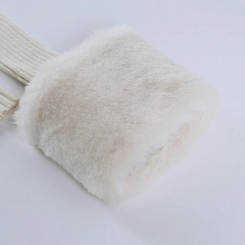 deanwangkt Fashion Fluffy Faux Fur Knitted Top Coats Women Autumn Winter Button Up Long Sleeve Warm Overcoats Casual High Street Jackets - Deanwangkt