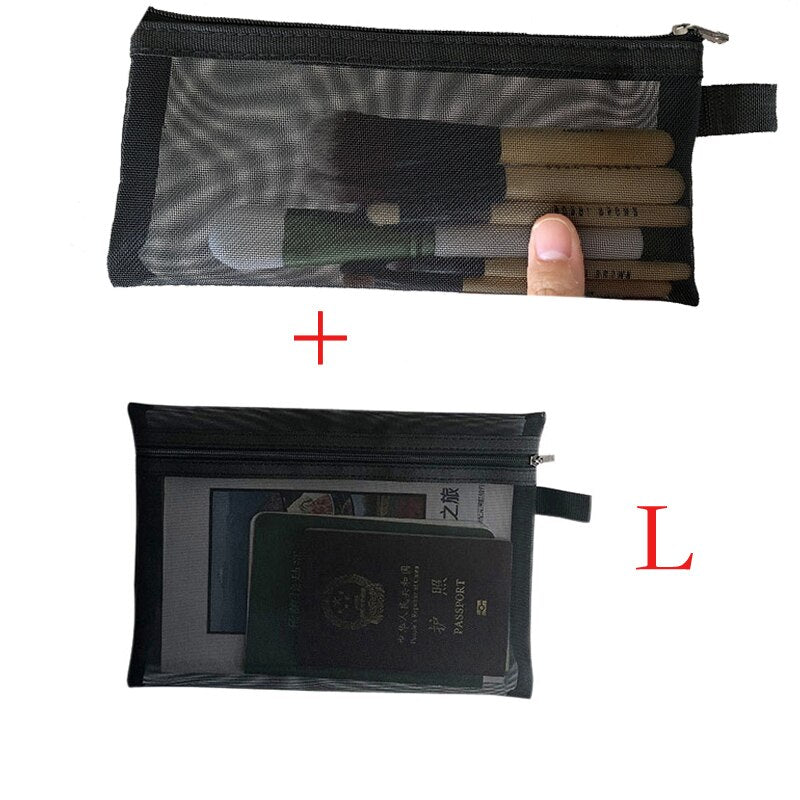 deanwangkt  Mini Mesh Cosmetic Bag Women Portable Lipstick Bag Makeup Bag One Set Makeup Pouch Toiletry Bag Necessarie Feminina Kosmetyczka - Deanwangkt