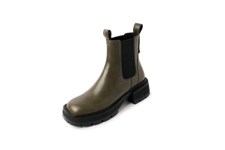 deanwangkt Autumn Shoes    NEW Fall/Winter Women Boots Round Toe Chunky Heel Shoes Women Split Leather Ankle Boots Platform Shoes Women Short Modern Boots - Deanwangkt