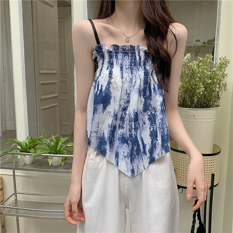 Summer Women Casual Slim Pullover Versatile Solid Bottom Camisole Tees Soft Sexy Ruched Stretch Cami Sleeveless Tank Top - Deanwangkt