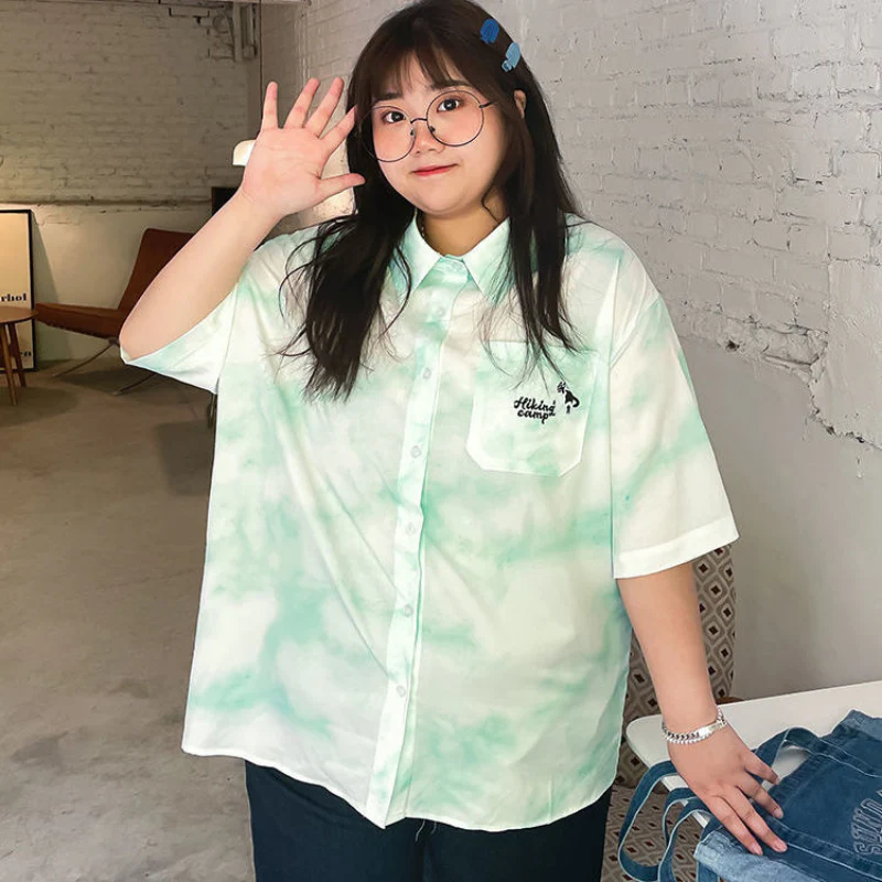 deanwangkt Women Plus Size Shirt Kawaii Print Cute Harajuku Polo Collar Blouses Oversize Korean Casual Pink Tops Unisex Clothes - Deanwangkt