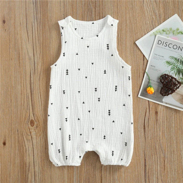 Baby Girls Romper Summer Infant Unisex Newborn Sleeveless Girls Print One-pieces Jumpsuit Baby Cotton Linen Soft Clothes Outfits - Deanwangkt