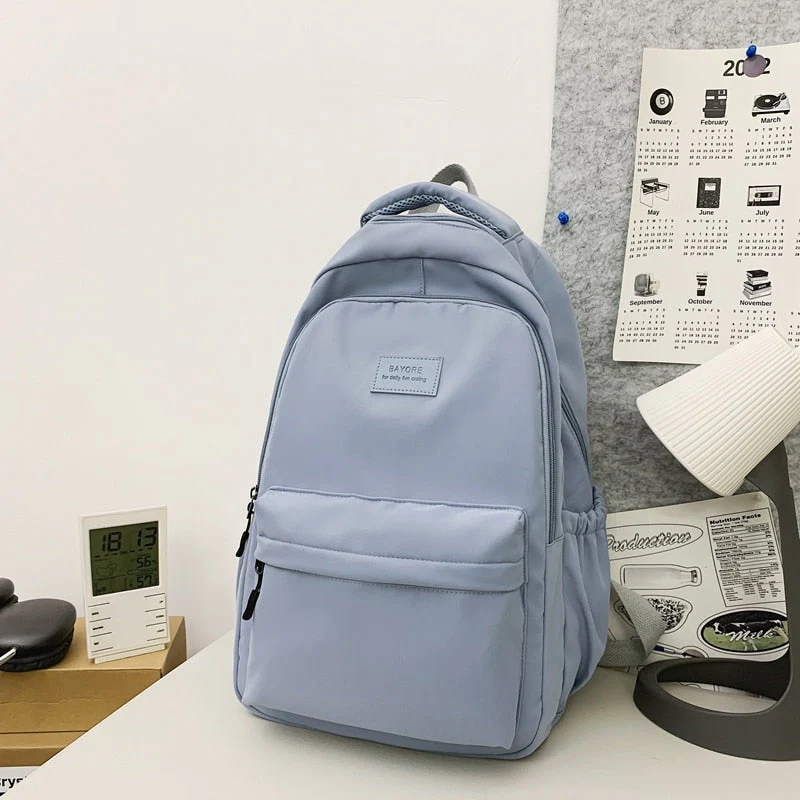 BACK TO SCHOOL  Waterproof Teenage Bookbag Nylon Rucksack Fashion Girl Backpack Women Shoulder Bag High School Schoolbag Black Mochila - Deanwangkt