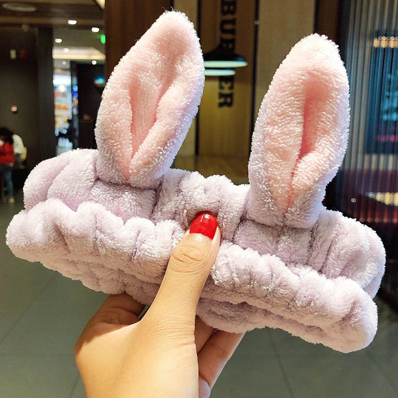 Wash Face Hair Holder Hairbands Soft Warm Coral Fleece Bow Animal Ears Headband For Women Girls Turban Fashion Hair Accessories - Deanwangkt