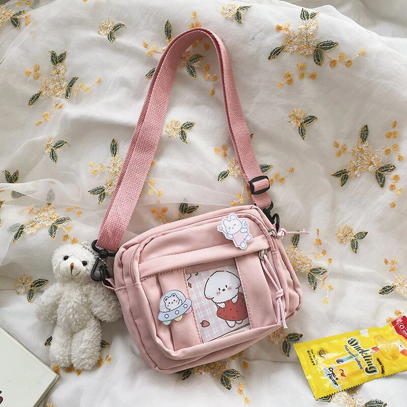 deanwangkt  Japanese Kawaii Crossbody Bags For Women Purses and Handbags Transparent Pocket Itabag Small JK Bag Bolsa Feminina Shoulder Bag - Deanwangkt