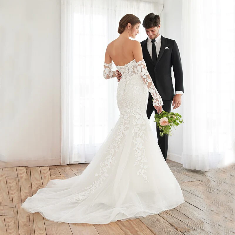 deanwangkt  Summer Backless Custom Made Mermaid Applique Lace Wedding Dresses Trumpet Beach Bridal Gown Brautkleider Bride Vestidos De Novia - Deanwangkt