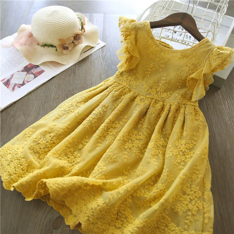 deanwangkt Elegant Flower Girls Dress Wedding Party Princess Dress Casual Kids Clothes Lace Long Sleeves Dress Children's Vestidos For 3-8T - Deanwangkt