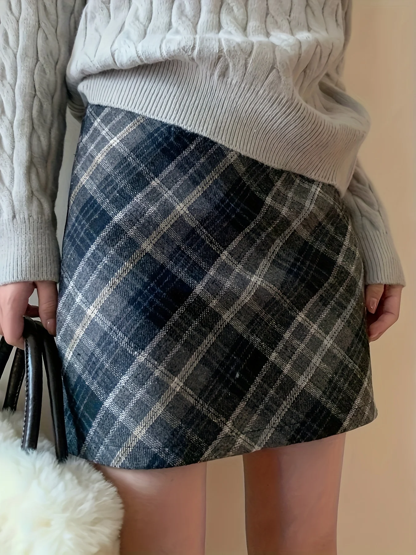 deanwangkt-1 Plaid Pattern Mini Skirt, Casual High Waist Skirt, Women's Clothing - Deanwangkt