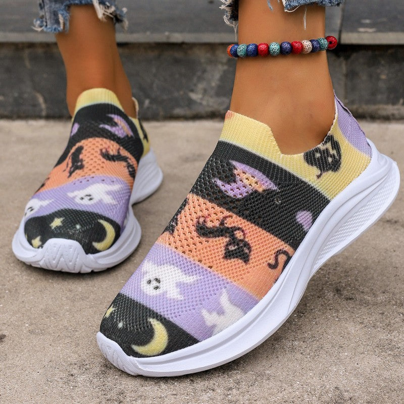 deanwangkt - Purple Casual Sportswear Daily Patchwork Printing Round Comfortable Out Door Shoes - Deanwangkt